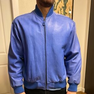 Vintage Blue Leather Bomber Men’s US M